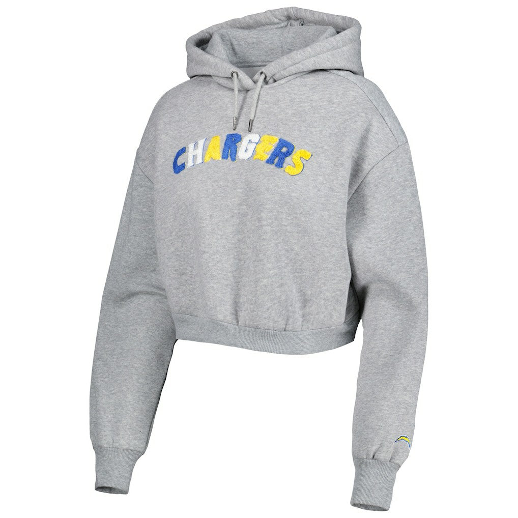 Los Angeles Chargers The Wild Collective Women's Cropped Pullover Hoodie - Gray - NFL