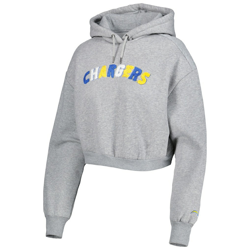 Los Angeles Chargers The Wild Collective Women's Cropped Pullover Hoodie - Gray - NFL
