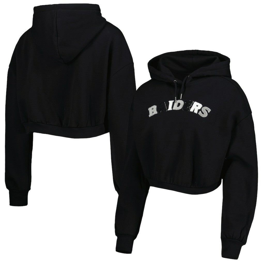 Las Vegas Raiders The Wild Collective Women's Cropped Pullover Hoodie - Black - NFL