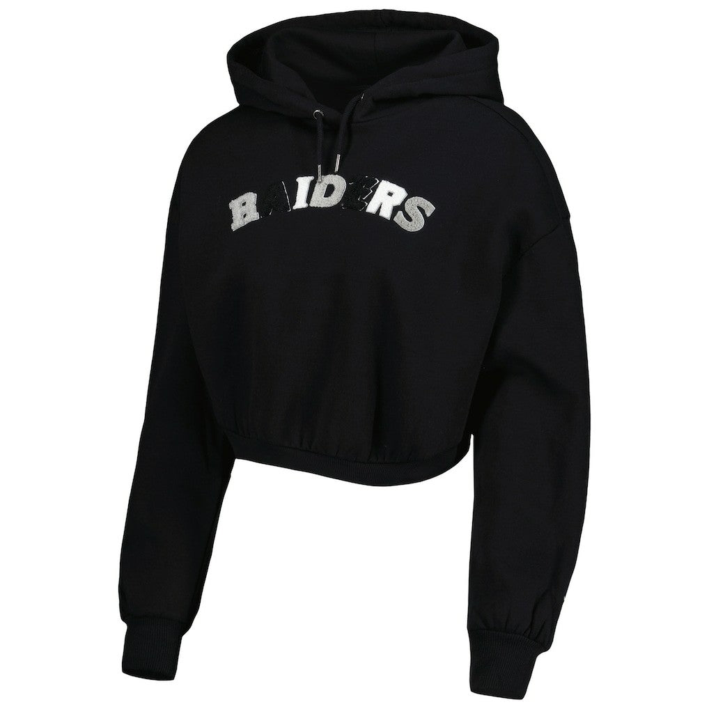 Las Vegas Raiders The Wild Collective Women's Cropped Pullover Hoodie - Black - NFL