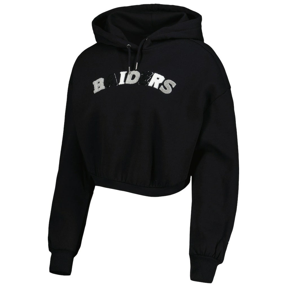 Las Vegas Raiders The Wild Collective Women's Cropped Pullover Hoodie - Black - NFL