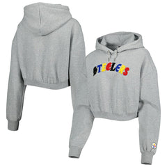 Pittsburgh Steelers The Wild Collective Women's Cropped Pullover Hoodie - Gray - NFL
