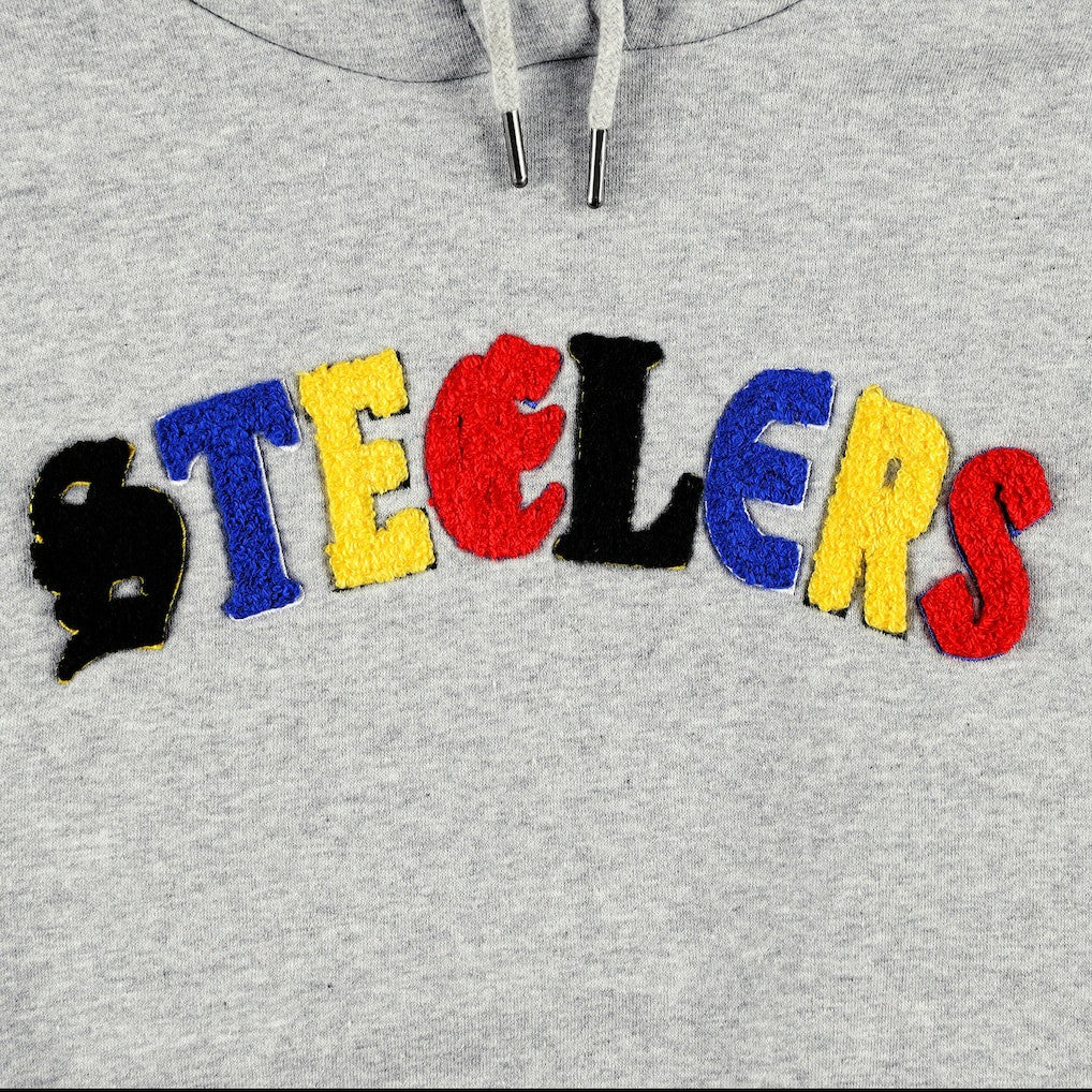 Pittsburgh Steelers The Wild Collective Women's Cropped Pullover Hoodie - Gray - NFL