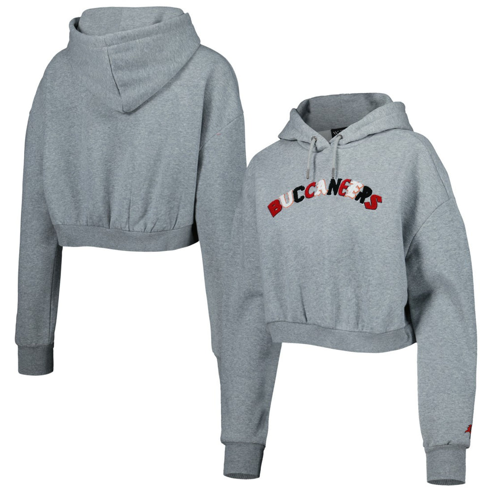 Tampa Bay Buccaneers The Wild Collective Women's Cropped Pullover Hoodie - Gray - NFL