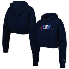 Tennessee Titans The Wild Collective Women's Cropped Pullover Hoodie - Navy - NFL