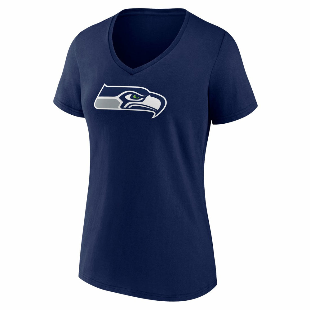 Seattle Seahawks Women's Icon Primary Logo V-Neck T-Shirt - College Navy - Fanatics