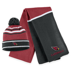 Arizona Cardinals WEAR by Erin Andrews Women's Colorblock Cuffed Knit Hat with Pom and Scarf Set - Cardinal - NFL