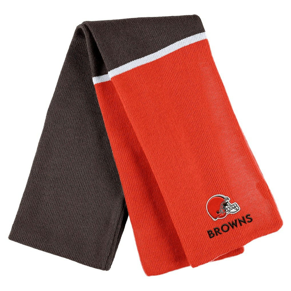 Cleveland Browns WEAR by Erin Andrews Women's Colorblock Cuffed Knit Hat with Pom and Scarf Set - Orange - NFL