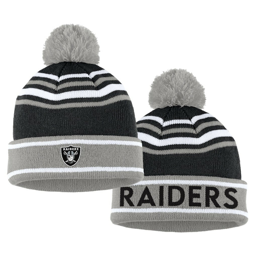 Las Vegas Raiders WEAR by Erin Andrews Women's Colorblock Cuffed Knit Hat with Pom and Scarf Set - Black - NFL