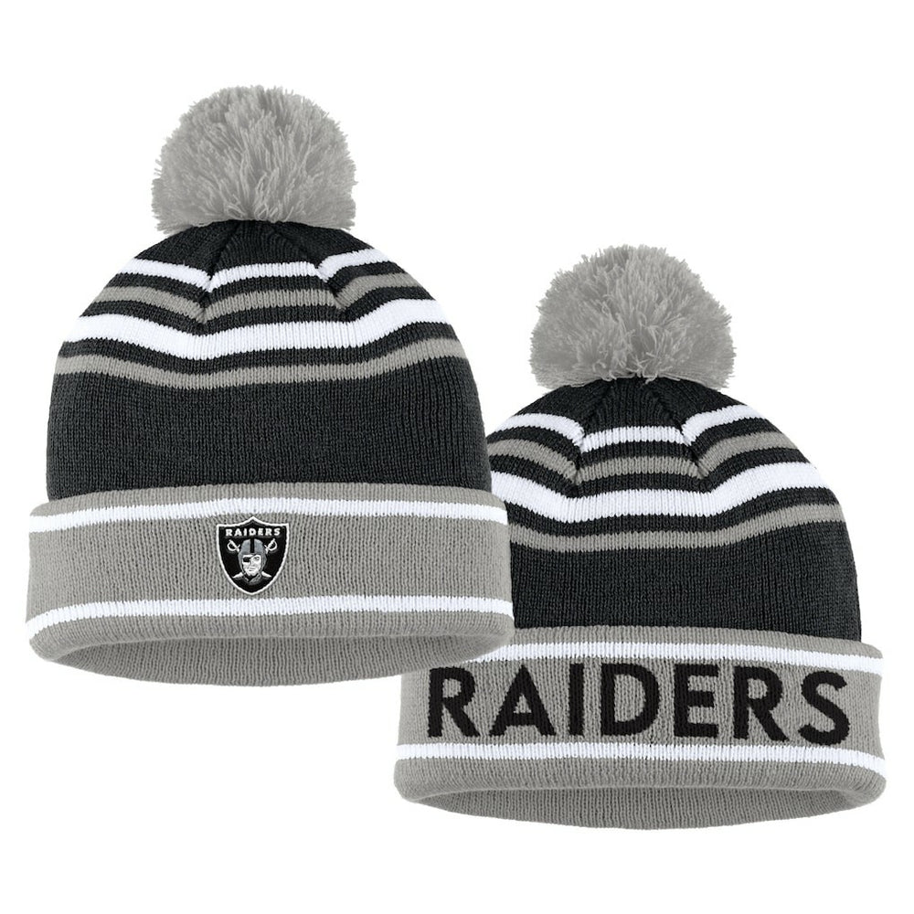 Las Vegas Raiders WEAR by Erin Andrews Women's Colorblock Cuffed Knit Hat with Pom and Scarf Set - Black - NFL