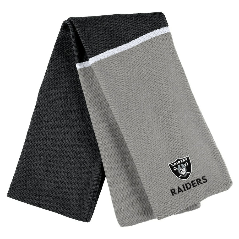 Las Vegas Raiders WEAR by Erin Andrews Women's Colorblock Cuffed Knit Hat with Pom and Scarf Set - Black - NFL