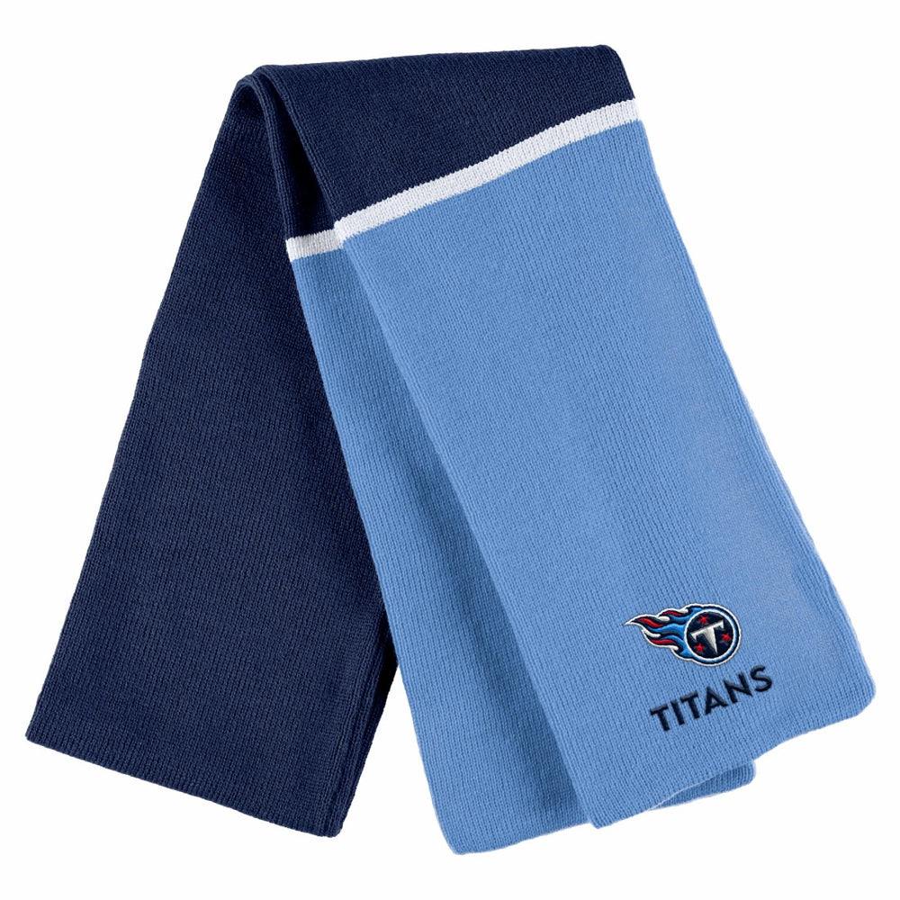 Tennessee Titans WEAR by Erin Andrews Women's Colorblock Cuffed Knit Hat with Pom and Scarf Set - Navy - NFL