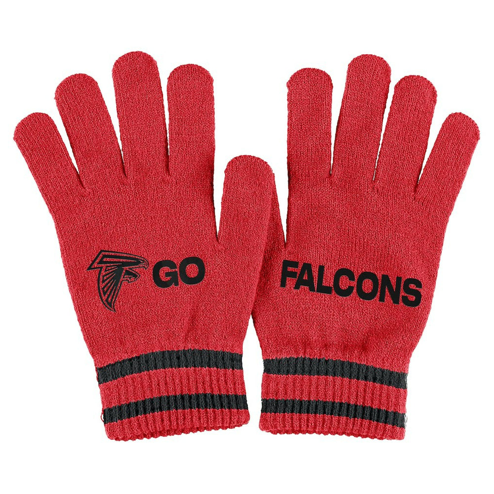 Atlanta Falcons WEAR by Erin Andrews Women's Double Jacquard Cuffed Knit Hat with Pom and Gloves Set - Red - NFL