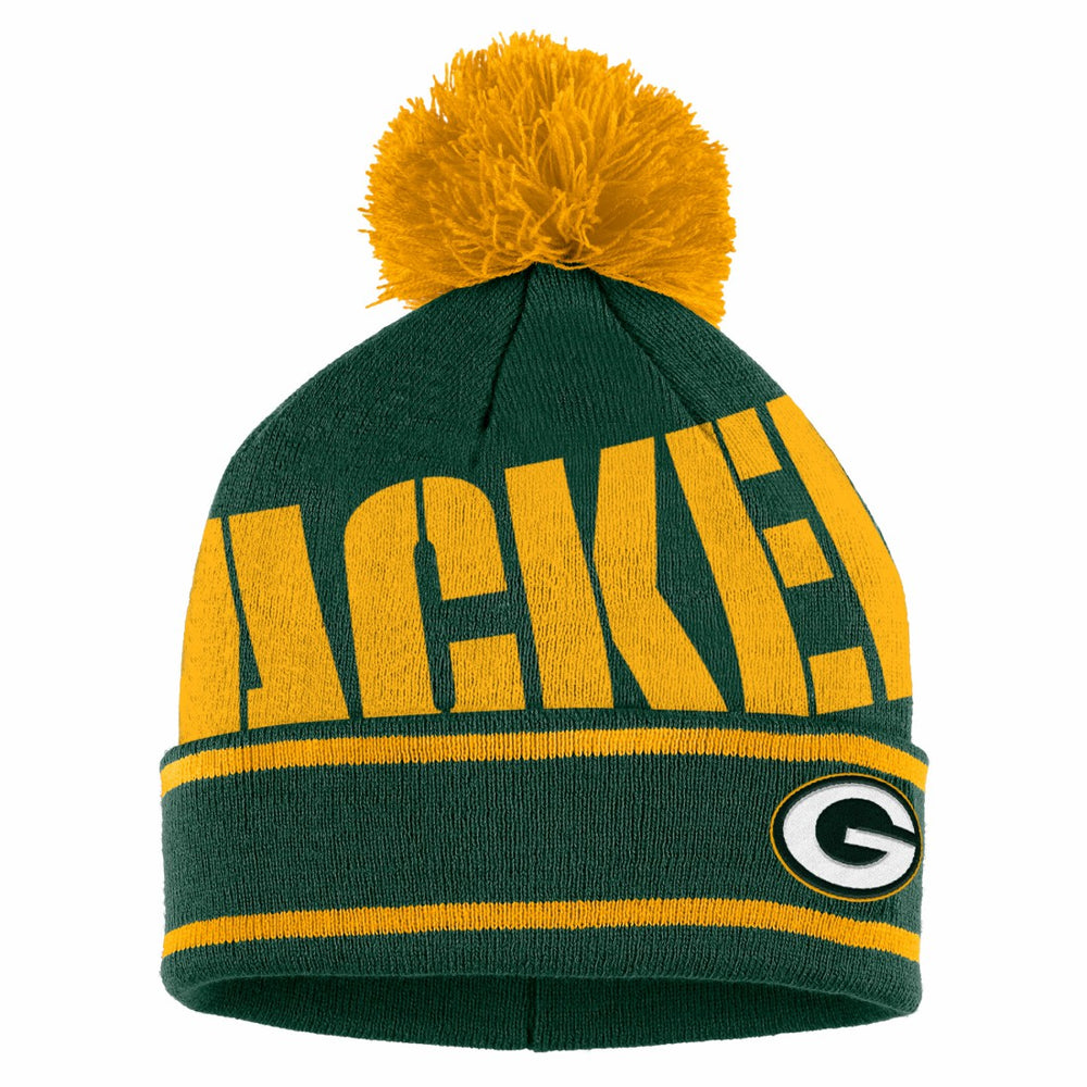 Green Bay Packers WEAR by Erin Andrews Women's Double Jacquard Cuffed Knit Hat with Pom and Gloves Set - Green - NFL