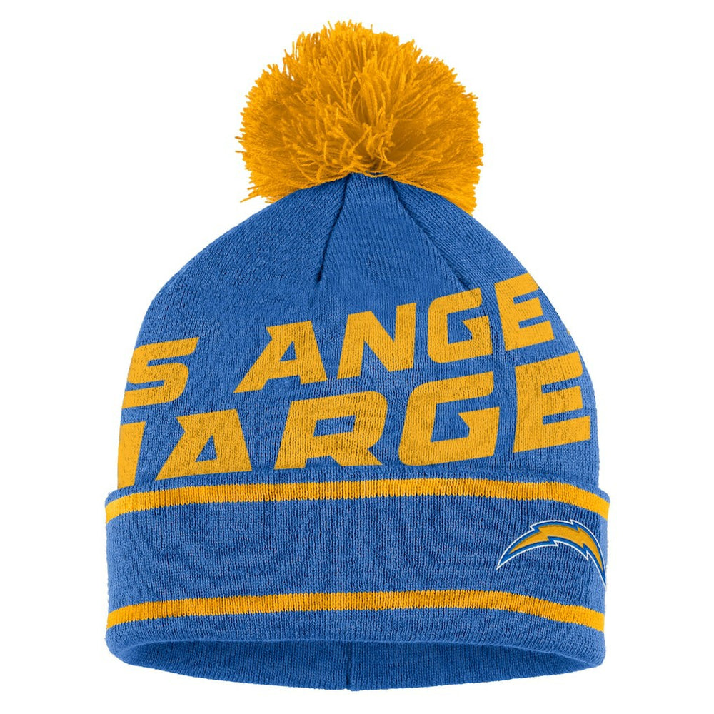 Los Angeles Chargers WEAR by Erin Andrews Women's Double Jacquard Cuffed Knit Hat with Pom and Gloves Set - Powder Blue - NFL