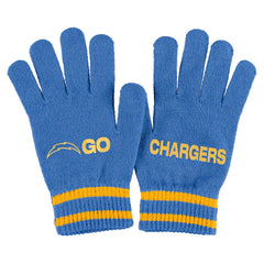 Los Angeles Chargers WEAR by Erin Andrews Women's Double Jacquard Cuffed Knit Hat with Pom and Gloves Set - Powder Blue - NFL