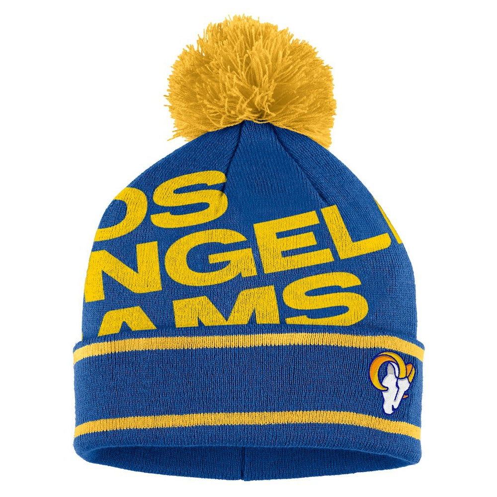 Los Angeles Rams WEAR by Erin Andrews Women's Double Jacquard Cuffed Knit Hat with Pom and Gloves Set - Royal - NFL