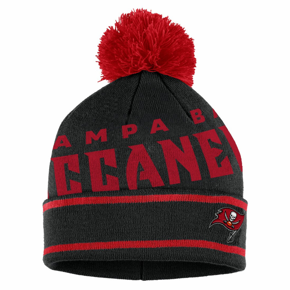 Tampa Bay Buccaneers WEAR by Erin Andrews Women's Double Jacquard Cuffed Knit Hat with Pom and Gloves Set - Black - NFL