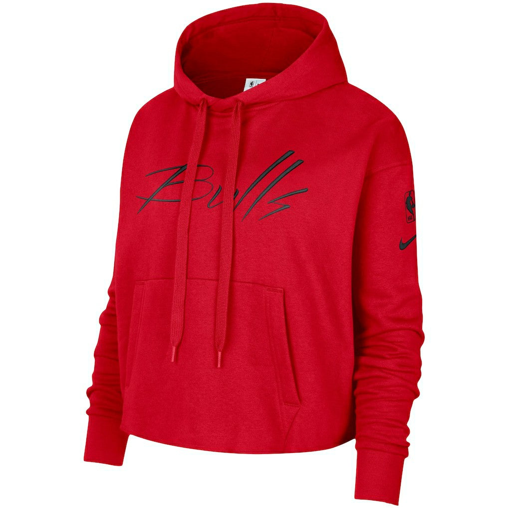 Nike Chicago Bulls Women's Split Flip Courtside Cropped Pullover Hoodie Red