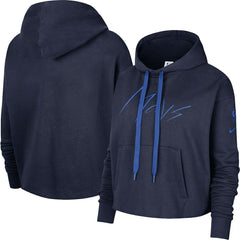 Nike Dallas Mavericks Women's Split Flip Courtside Cropped Pullover Hoodie Navy