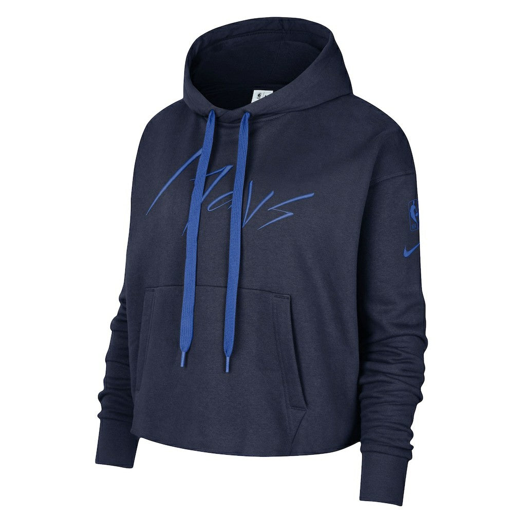 Nike Dallas Mavericks Women's Split Flip Courtside Cropped Pullover Hoodie Navy