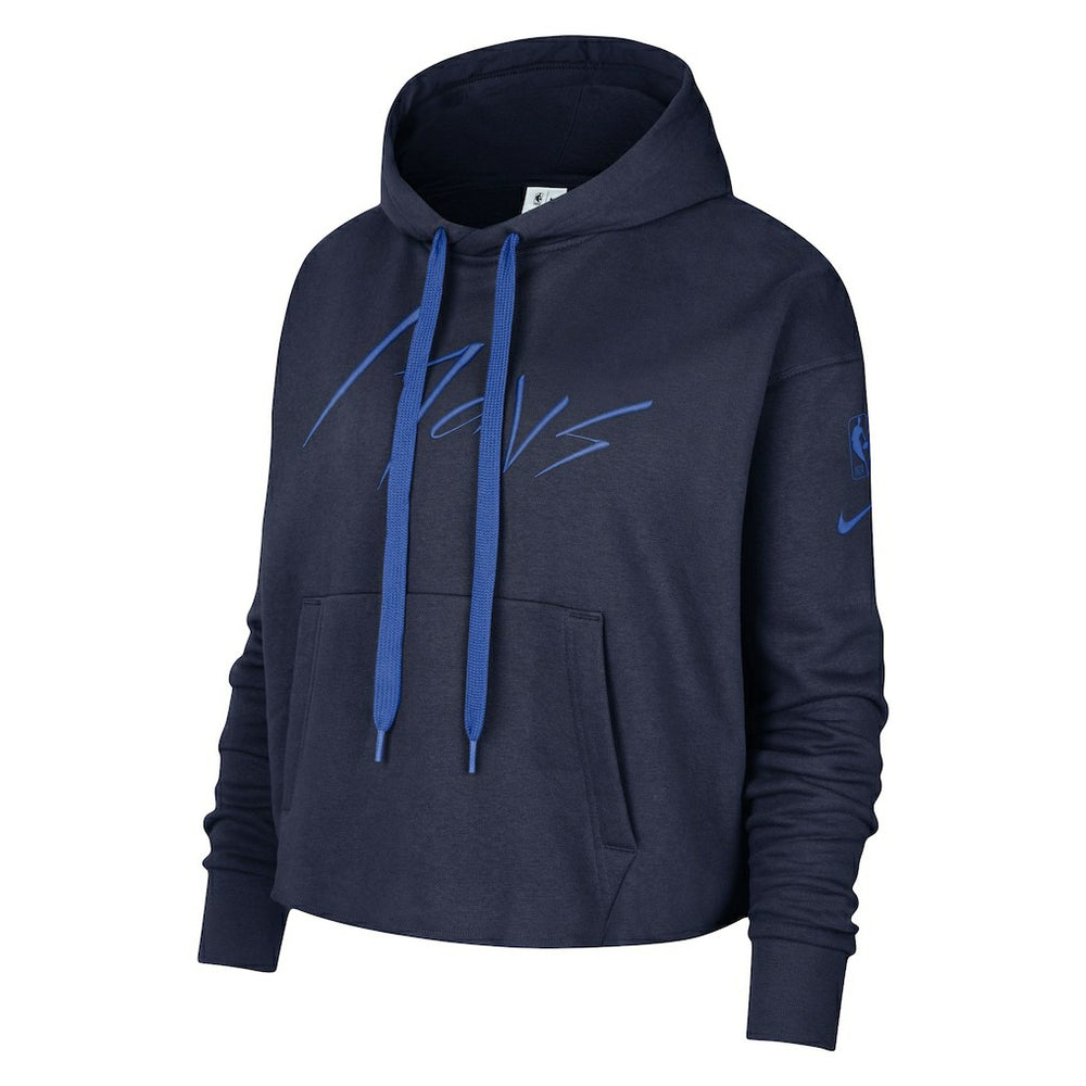 Nike Dallas Mavericks Women's Split Flip Courtside Cropped Pullover Hoodie Navy