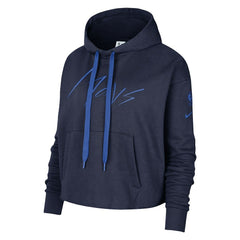Nike Dallas Mavericks Women's Split Flip Courtside Cropped Pullover Hoodie Navy