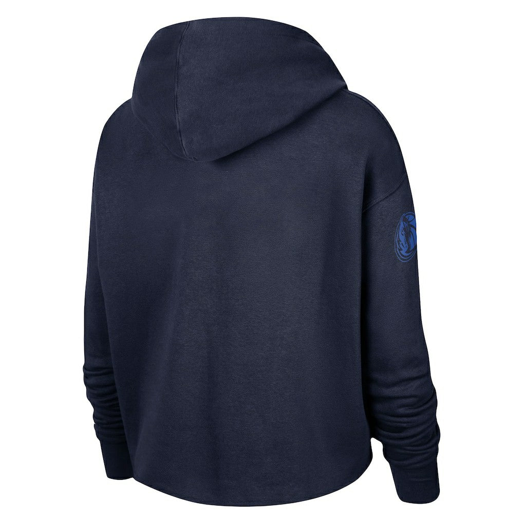 Nike Dallas Mavericks Women's Split Flip Courtside Cropped Pullover Hoodie Navy