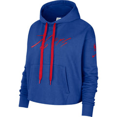 Nike Philadelphia 76ers Women's Split Flip Courtside Cropped Pullover Hoodie Royal