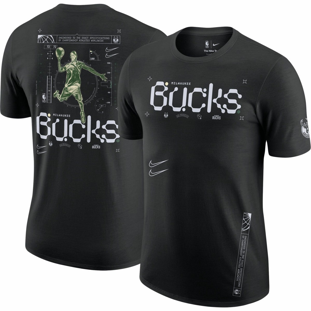 Nike Milwaukee Bucks Courtside Air Traffic Control Max90 T-Shirt Black