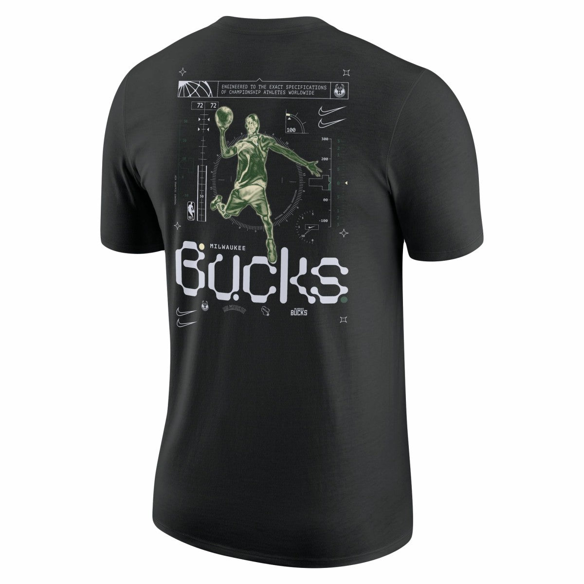 Nike Milwaukee Bucks Courtside Air Traffic Control Max90 T-Shirt Black