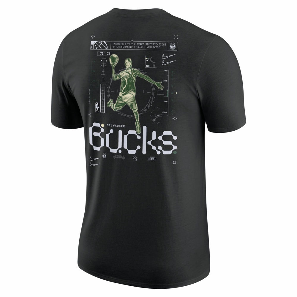 Nike Milwaukee Bucks Courtside Air Traffic Control Max90 T-Shirt Black