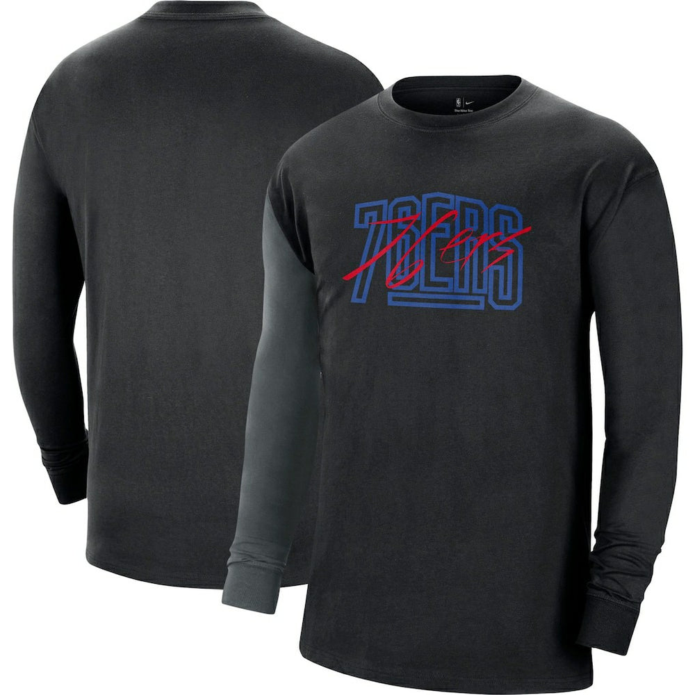 Nike Philadelphia 76ers Courtside Versus Flight MAX90 Long Sleeve T-Shirt Black
