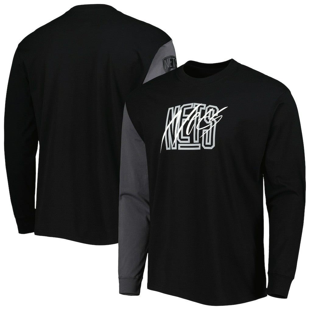 Nike Brooklyn Nets Courtside Versus Flight MAX90 Long Sleeve T-Shirt Black