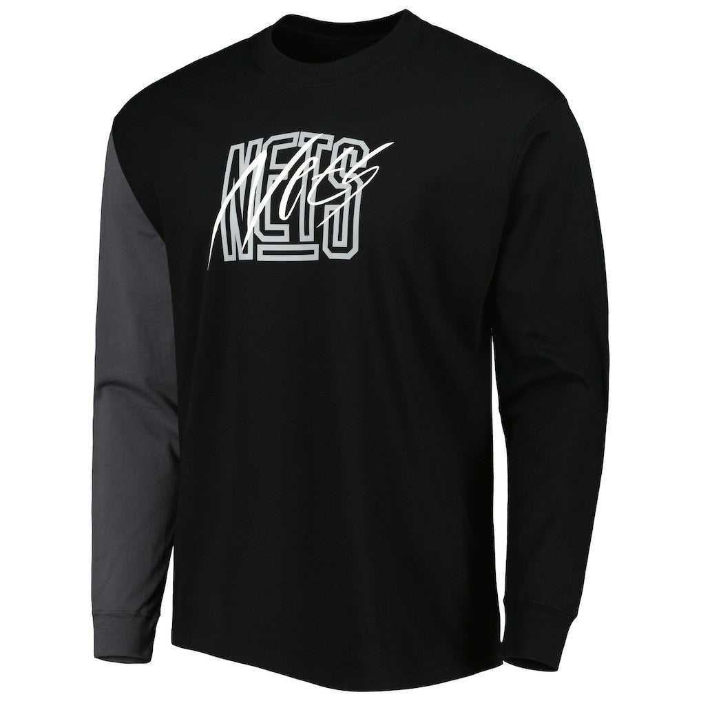 Nike Brooklyn Nets Courtside Versus Flight MAX90 Long Sleeve T-Shirt Black