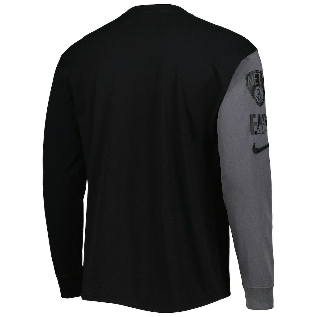 Nike Brooklyn Nets Courtside Versus Flight MAX90 Long Sleeve T-Shirt Black