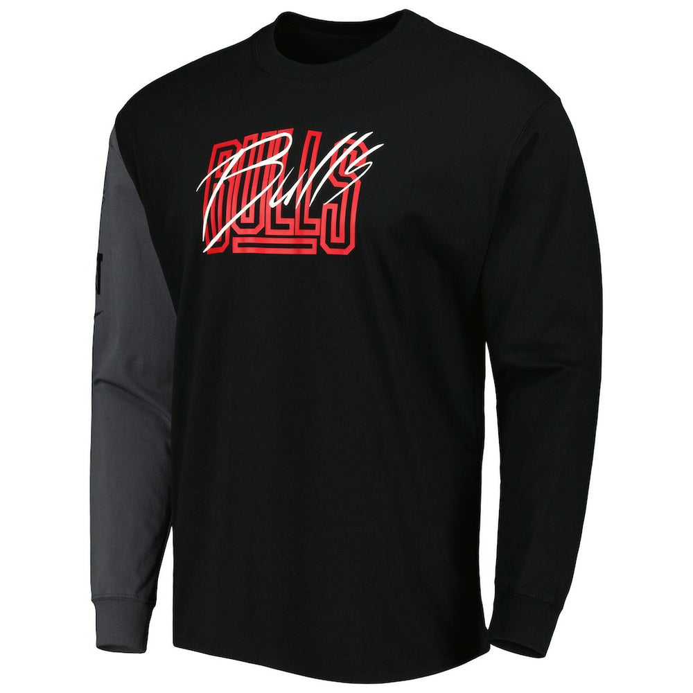 Nike Chicago Bulls Courtside Versus Flight MAX90 Long Sleeve T-Shirt Black