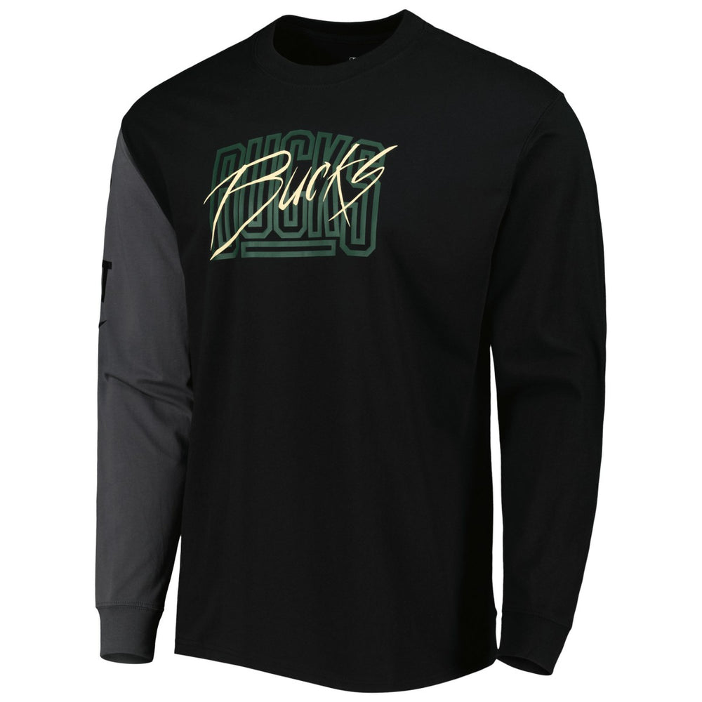 Nike Milwaukee Bucks Courtside Versus Flight MAX90 Long Sleeve T-Shirt Black