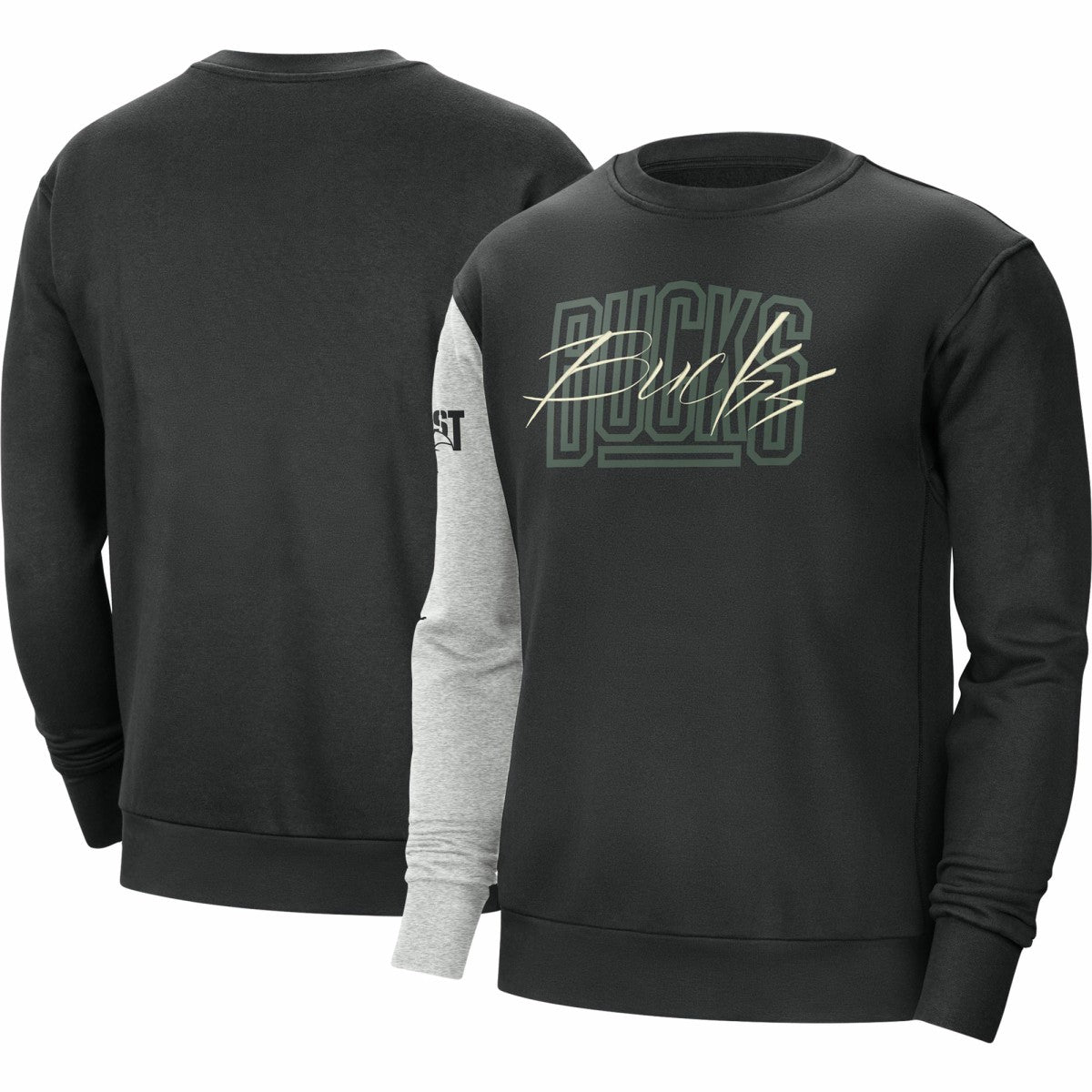 Nike Milwaukee Bucks Courtside Versus Force & Flight Pullover Sweatshirt Black/Heather Gray