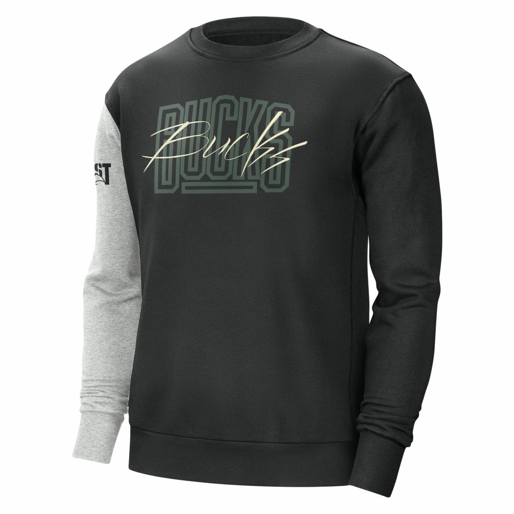 Nike Milwaukee Bucks Courtside Versus Force & Flight Pullover Sweatshirt Black/Heather Gray