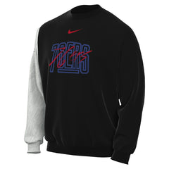 Nike Philadelphia 76ers Courtside Versus Force & Flight Pullover Sweatshirt Black/Heather Gray