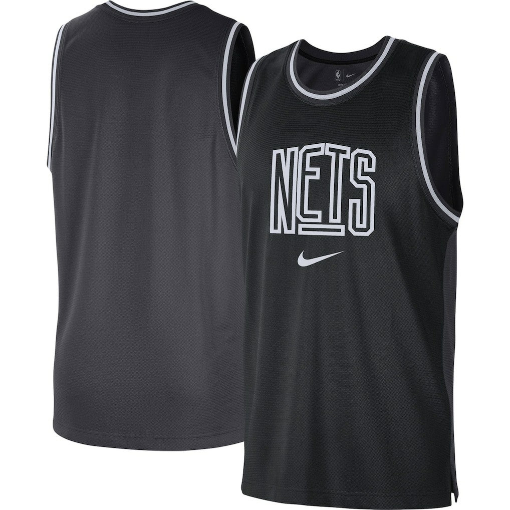 Nike Brooklyn Nets Courtside Versus Force Split DNA Performance Mesh Tank Top Black/Anthracite