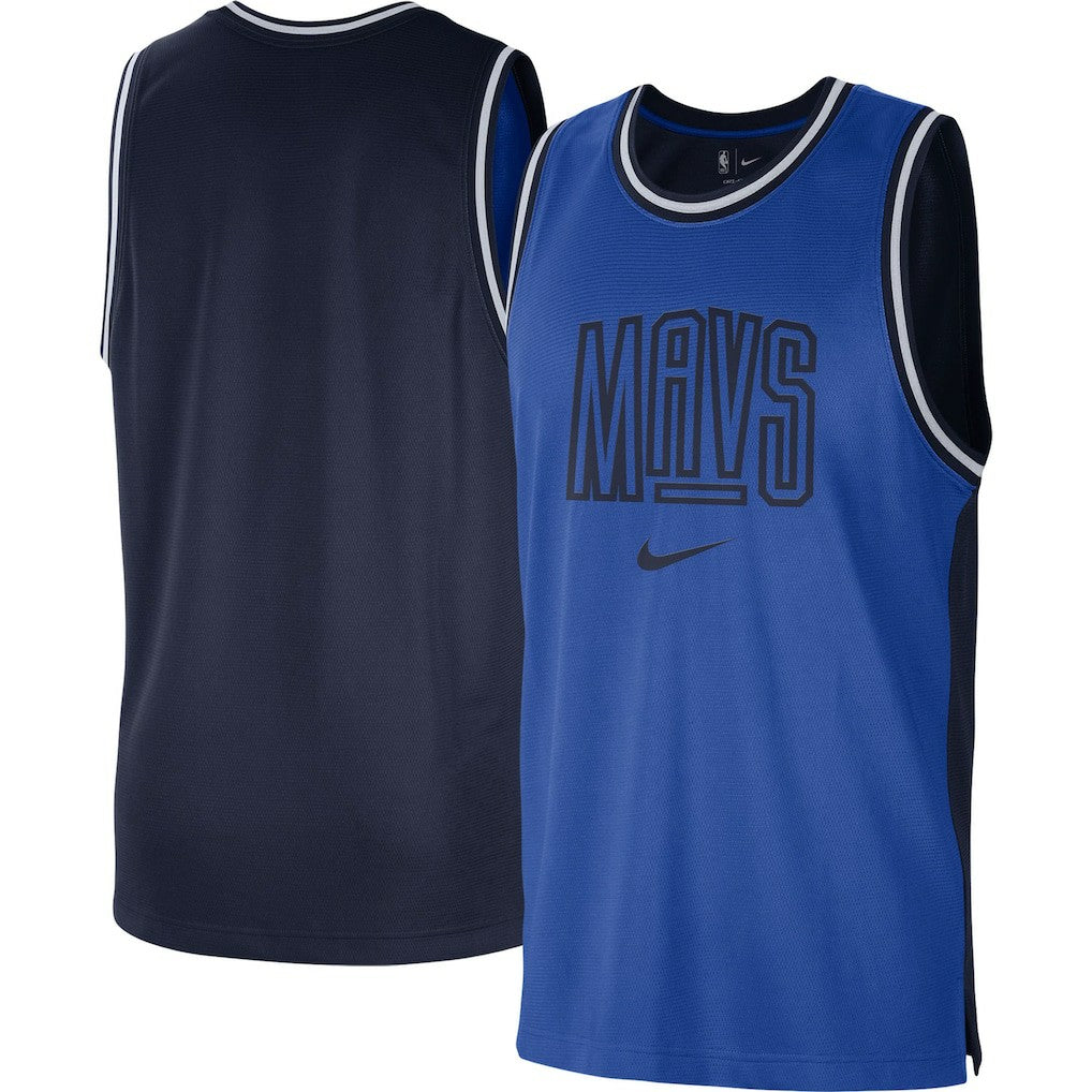 Nike Dallas Mavericks Courtside Versus Force Split DNA Performance Mesh Tank Top Blue/Navy