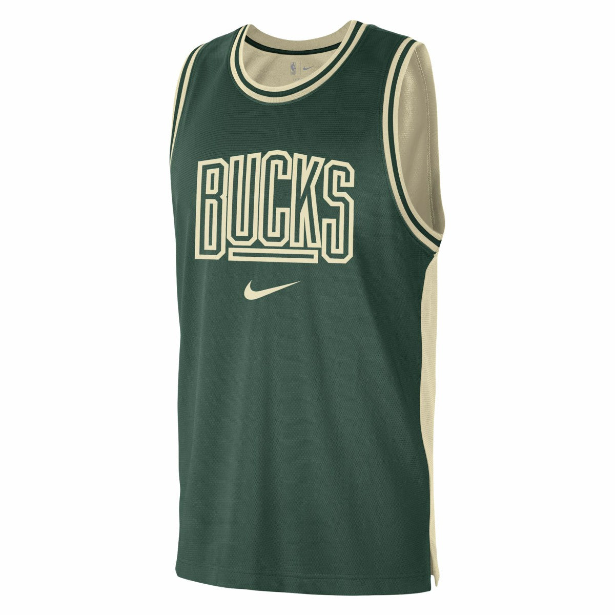 Nike Milwaukee Bucks Courtside Versus Force Split DNA Performance Mesh Tank Top Hunter Green/Cream