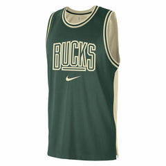Nike Milwaukee Bucks Courtside Versus Force Split DNA Performance Mesh Tank Top Hunter Green/Cream