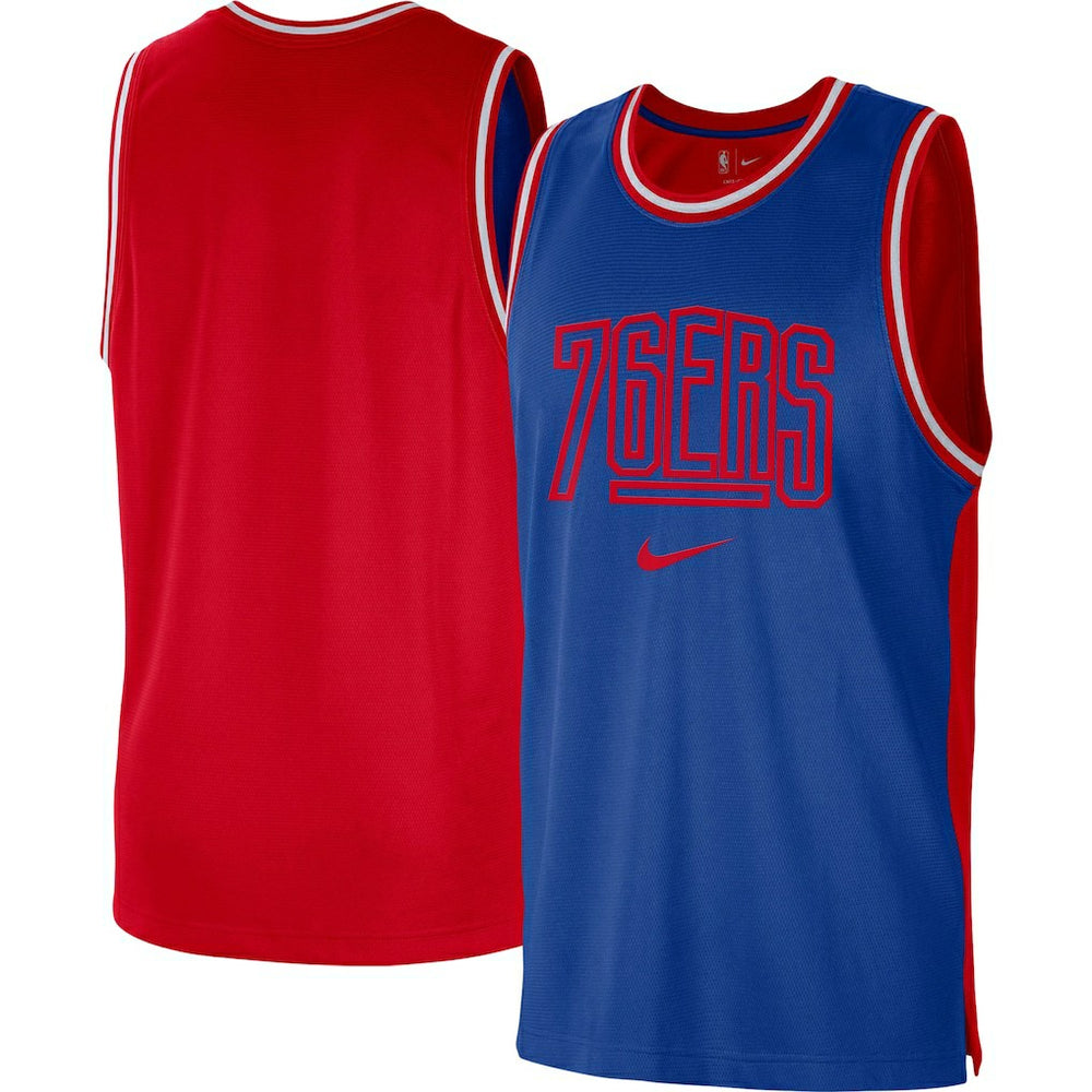 Nike Philadelphia 76ers Courtside Versus Force Split DNA Performance Mesh Tank Top Royal/Red