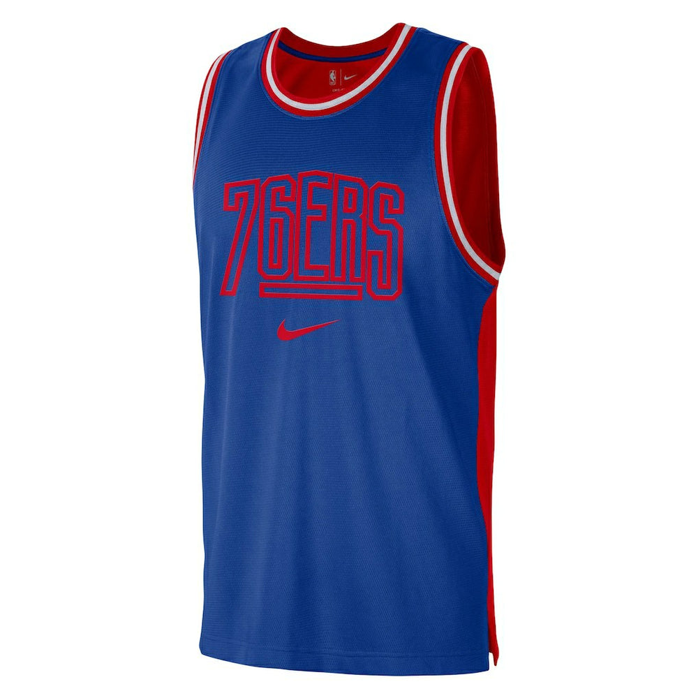 Nike Philadelphia 76ers Courtside Versus Force Split DNA Performance Mesh Tank Top Royal/Red