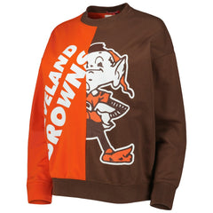 Cleveland Browns Women's Big Face Pullover Sweatshirt - Orange/Brown - Mitchell & Ness