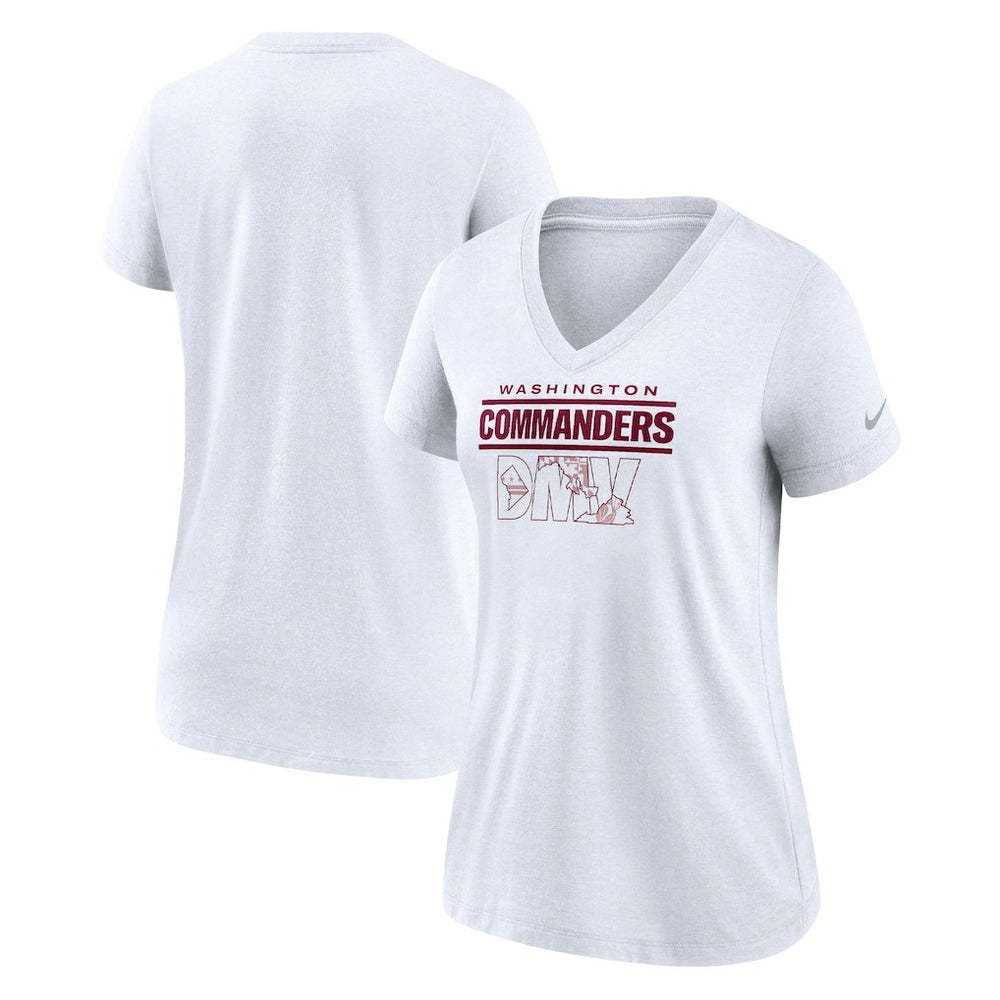 Washington Commanders Women's Hometown Collection Tri-Blend V-Neck T-Shirt - White - Nike