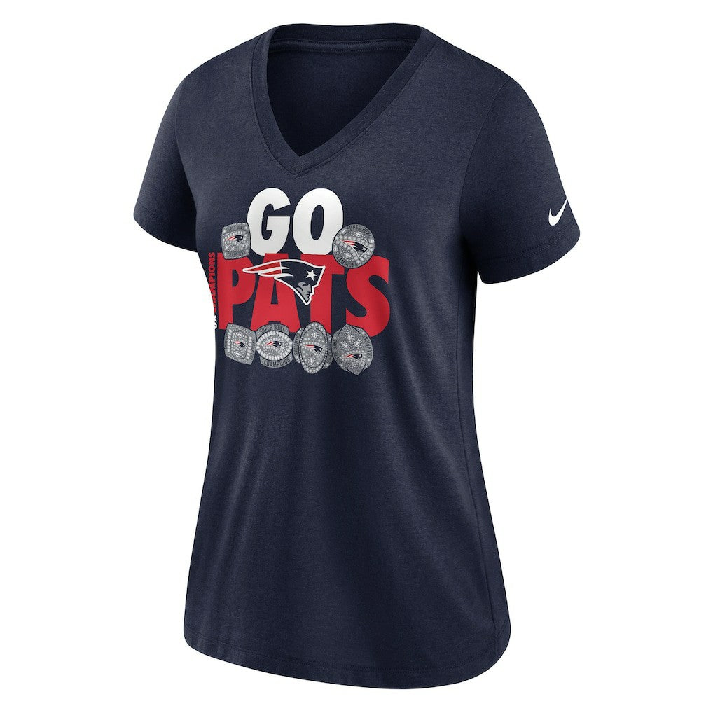New England Patriots Women's Hometown Collection Tri-Blend V-Neck T-Shirt - Navy - Nike